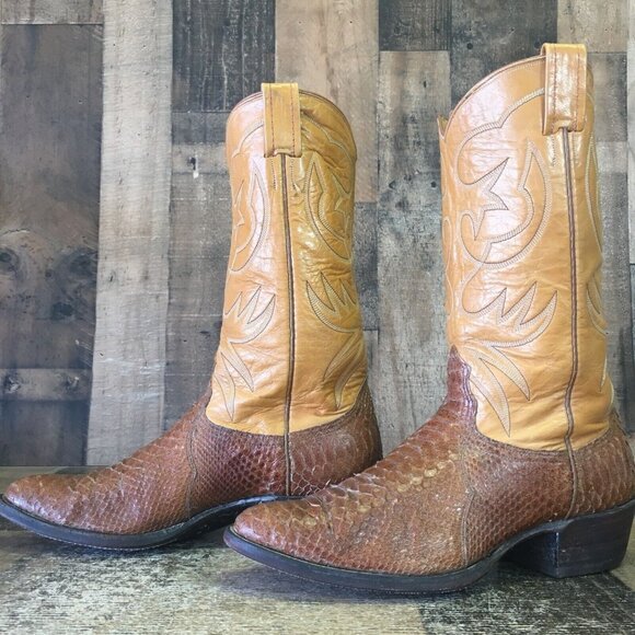 Nocona Vintage Snakeskin Western Cowboy Boots Womens 9.5 B - Picture 1 of 12